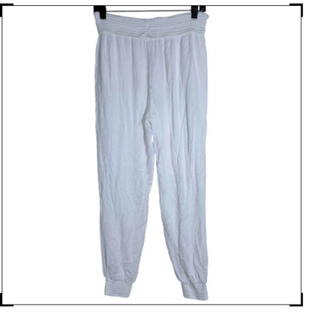 TART Jogger Pants Women L White Smocked Waist Viscose T7619S100 Good - Picture 5 of 8